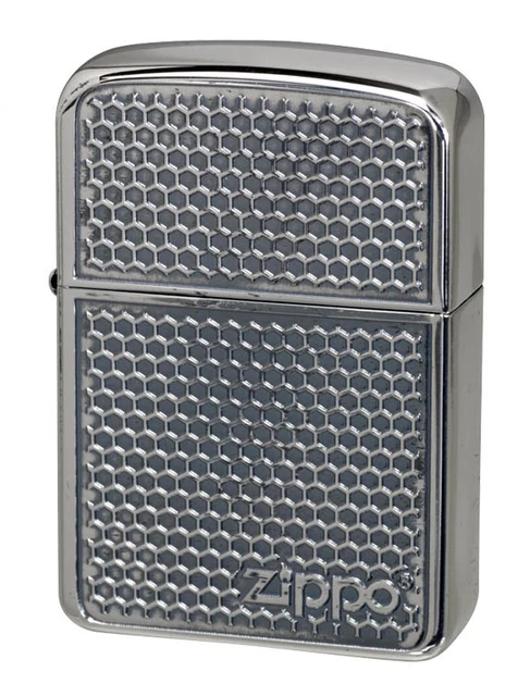 Zippo Oil Lighter 1941 Replica Grille Mesh Antique Silver Double Sided Etching