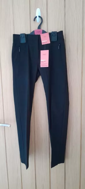 Girls Black Slim Leg School Trousers Age 8-9 Long From Marks And Spencer BNWT