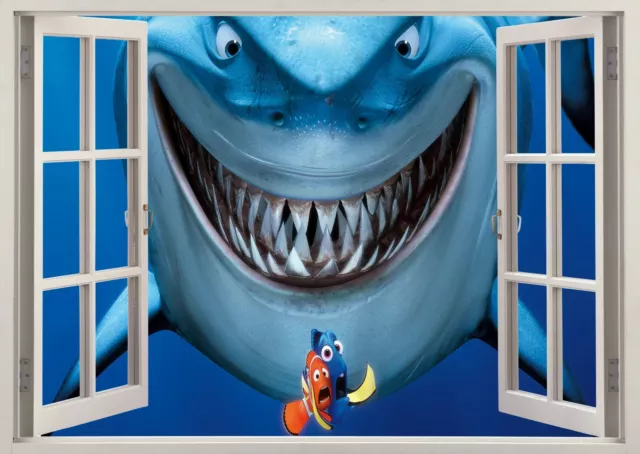 Pegatina póster vinilo 103 Disney Finding Dory Nemo pez tiburón ventana vista de pared