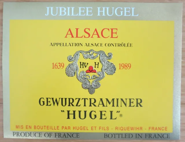 Etichette vino FRANCIA Alsace JUBILEE HUGEL Gewurztraminer Hugel  wine label