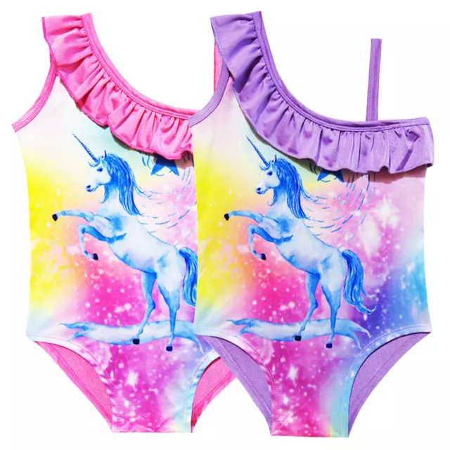 Badeanzug Kinder Mädche Einhorn Bademode Bikini Monokini Einteiliger Rüschen