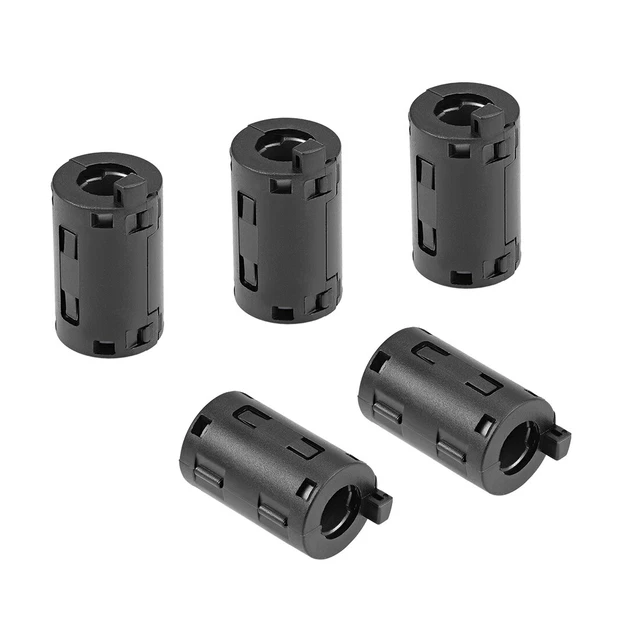 11mm Ferrite Cores Ring Clip-On RFI EMI Noise Suppression Cable Clip, Black 5pcs