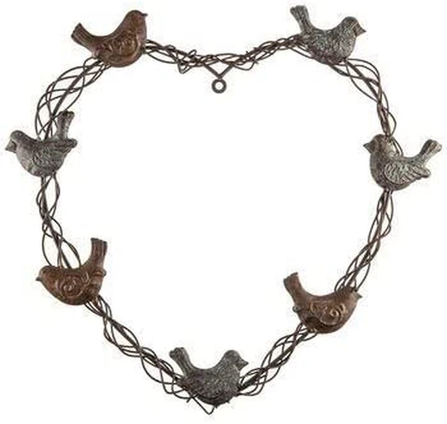 Heart & Birds Metal Wall Decor Home Decoration Heart Shaped Wreath