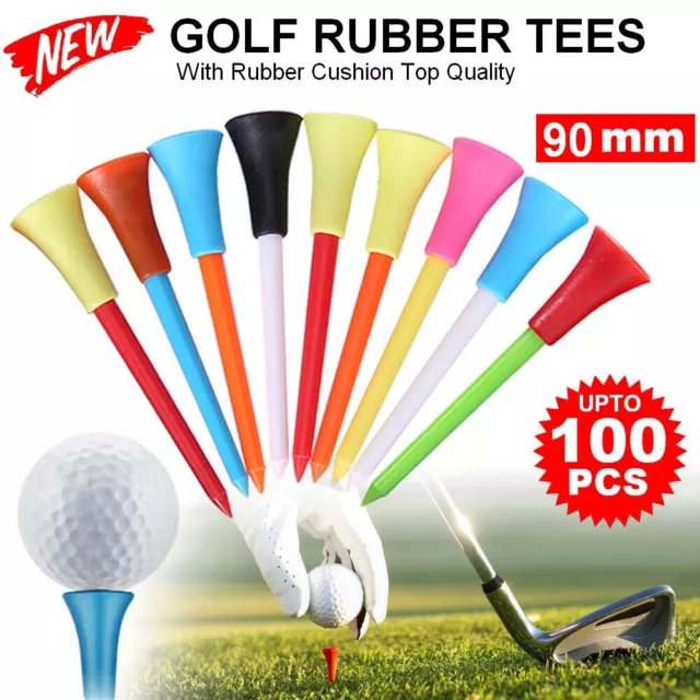 20/60/100Pack 83mm Golf Tees Multi Color Plastic With Rubber Cushion Top Quality