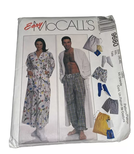 McCalls Robe Pajama Pants Shorts Sewing Pattern Misses Unisex 9680 UNCUT Vintage