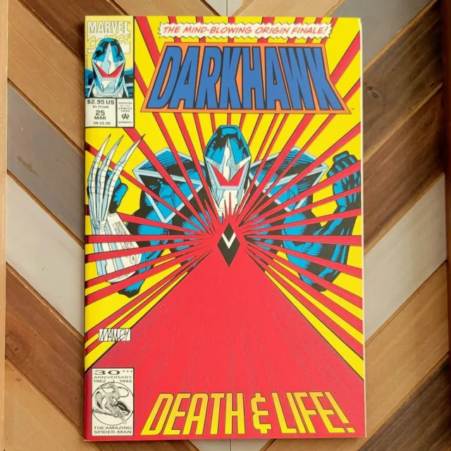 Darkhawk #25 NM- (Marvel 1993) Red foil cover, origin story & Debut of new suit!
