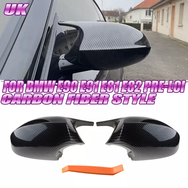 For BMW E81 E87 E90 E91 E92 E93 PRE-LCI M3 Style Mirror Cover Cap Carbon Black