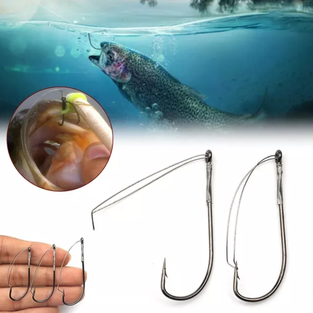 Optimal Size Selection Weedless Barbed Fishing Hook for Bass Fishing 10pcs/box