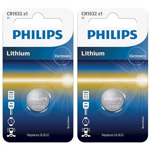 2 x CR1632 3V Lithium Philips Button Battery Coin Cell DL1632 for Car Key Fob UK