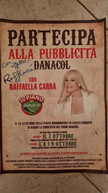 Autografo Raffaella Carrà originale spot Danone 