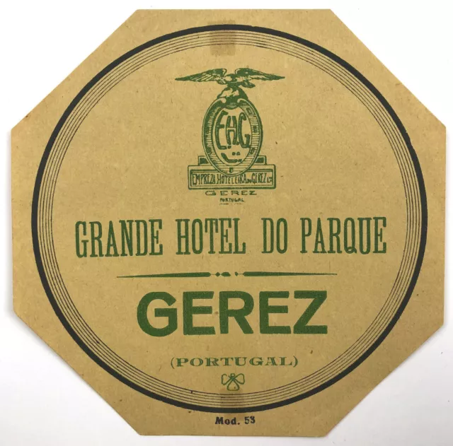 Grande Hotel Do Parque Gerez (Geres) Portugal Luggage Label Baggage Sticker