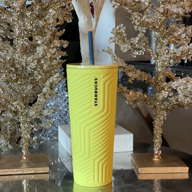 STARBUCKS 2024 WINTER Angular Neon Yellow Stainless Steel Soft Touch