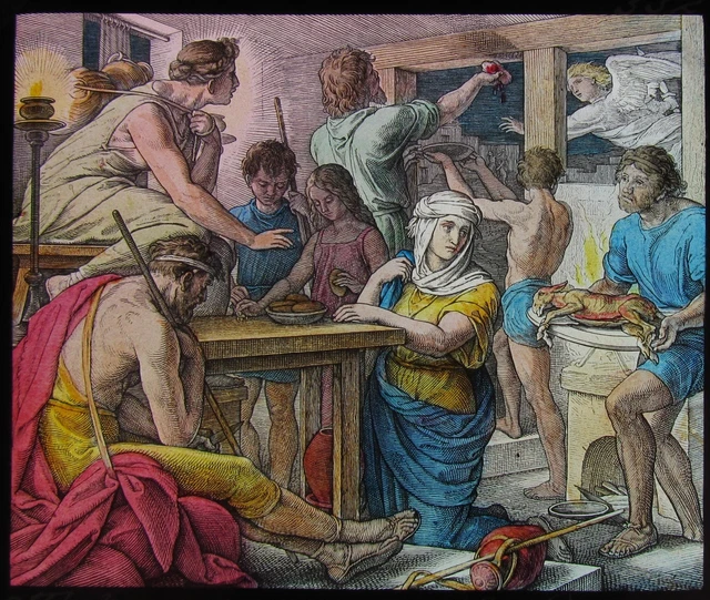 Glass Magic Lantern Slide INSTITUTION OF THE PASSOVER C1900 RELIGIOUS BIBLE