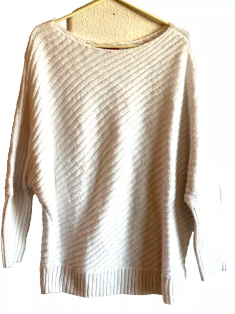 JENNIFER LOPEZ Boat Neck Dolman Sleeve White Pullover Knit Sweater Womens Size L