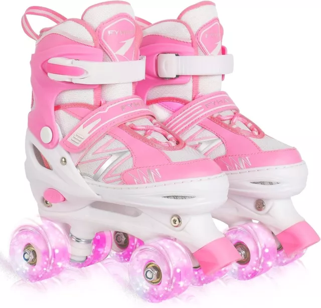 Kids Roller Skates Shoe For Toddler Child Beginner 4 Adjustable Size Roller Shoe