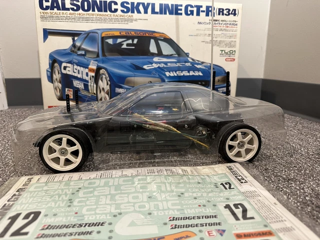 RARE VINTAGE CALSONIC R34 Nissan Skyline GTR Tamiya 1/10 RC Car Kit ...
