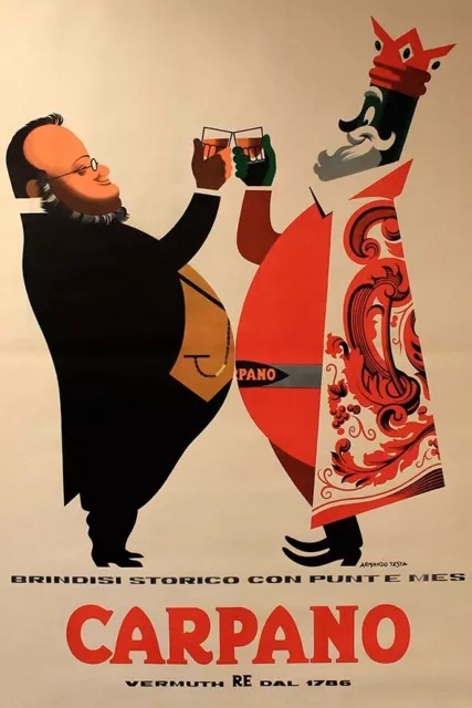 Poster Manifesto Locandina Pubblicitaria d'Epoca Stampa Vintage Drink Carpano
