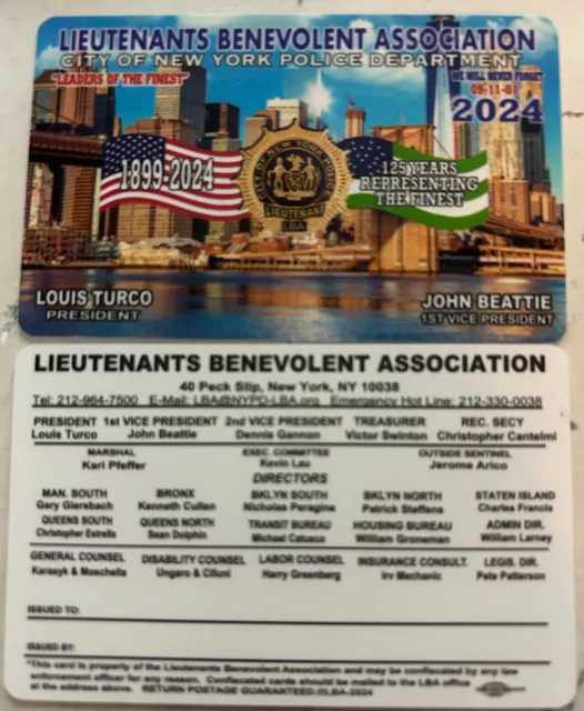 🔥 AUTHENTIC 2024 Pba Lieutenants Lba Card Nypd Not Cea Sba Dea Pba Card