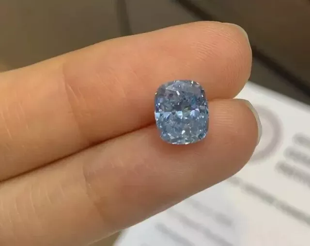 AAA+ 3CT Cojín de diamante natural Color azul Corte D Grado VVS1 +1 Regalo...
