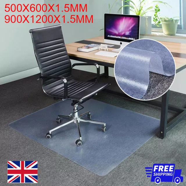 Non Slip Office Chair Desk Mat Floor Computer Carpet Protector PVC Plastic Clear