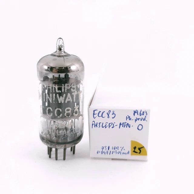 Lampe EI ECC83 Vintage 1950 - Tube électronique Plaques Chromées Lisses 17 Mm Pour Ampli Guitare Ou Hi-fi