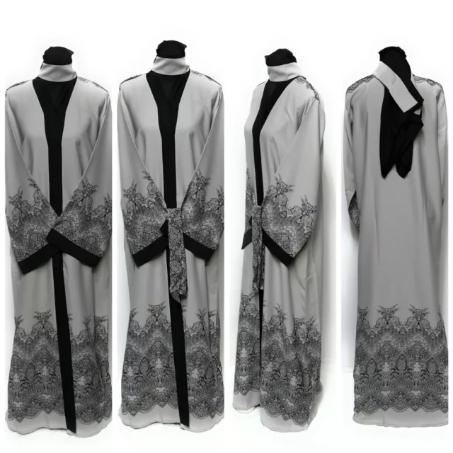 Women Open Front Abaya Maxi Dress Saudi Long Abaya Farasha Jilbab Burka Kaftan