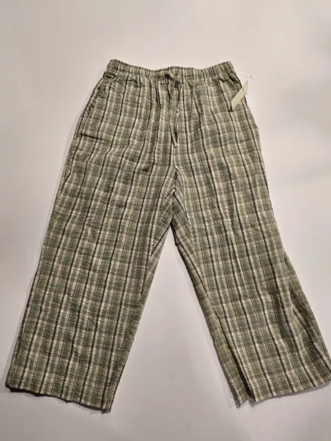 Small Erika&Co Womens Pull on Plaid Capri Crop Pants Pockets Vintage 1990s-NWTS