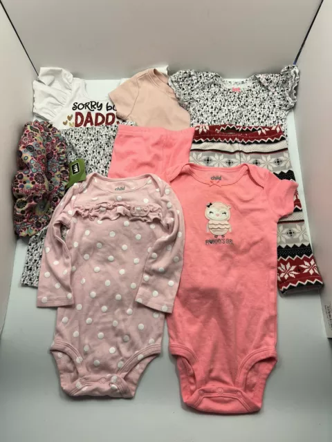 Baby Girl 6-12 Months Mix Clothes Lot 9 Bodysuit Pants Carters Gymboree Old Navy