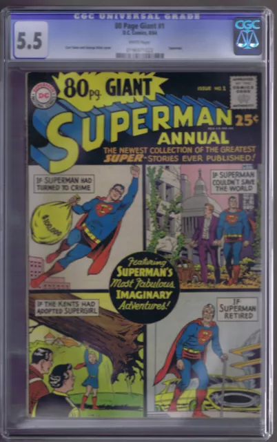 80 Page Giant #1 DC Pub 1964 CGC 5.5 (FINE -) Superman Classics !