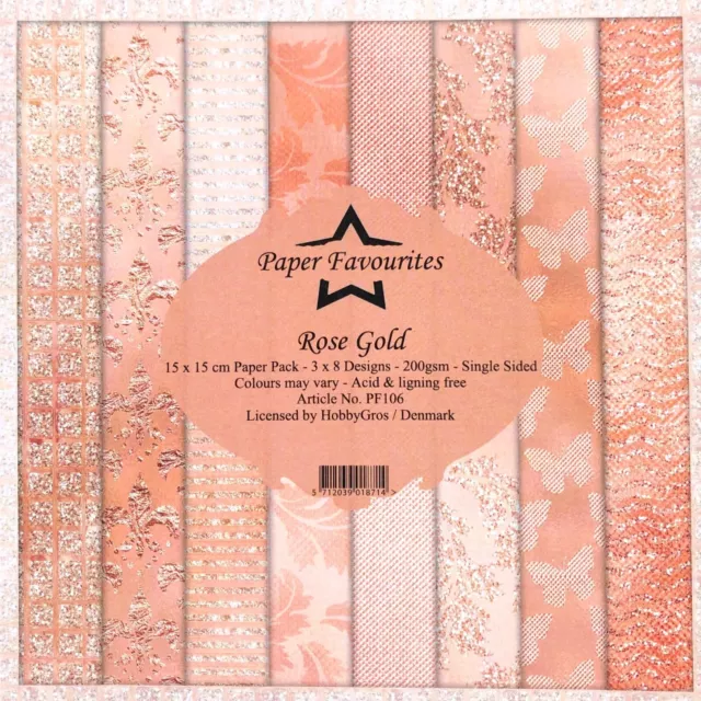 Dixi Craft Rose Gold Peach 15cm x 15cm Patterned Paper Pad Birthday Card Making