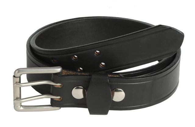 1 1/2" Wide Amish Hand Crafted Heavy Duty Work Belt + Brass Double Prong Buckle