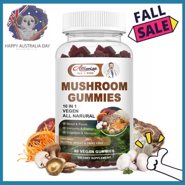100% Natural Mushroom Complex GummiesFor Immunity Health Memory Support