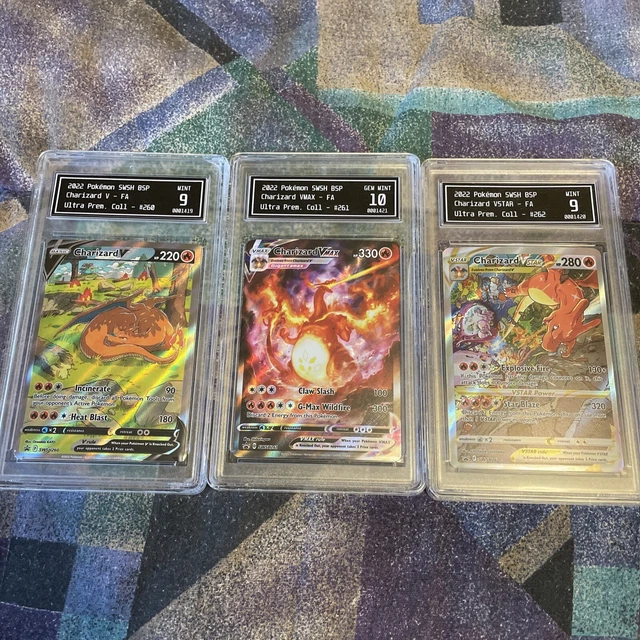 Pokemon charizard v swsh260 vmax swsh261 vstar swsh262 tcs 9 10 psa