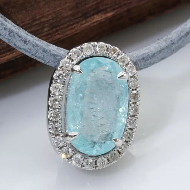 Paraiba Turmalin Anhänger 1.75 ct 0.20 ct AAA 750er Weissgold  SCHWIMMBADBLAU