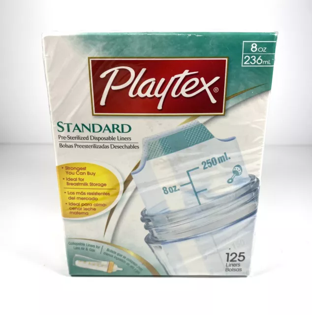 Playtex Standard 8oz Baby Bottle Disposable Liners Soft Collapsible 125 count