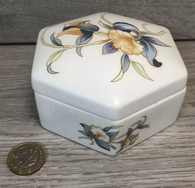 Aynsley "Just Orchids" Lidded Trinket Pot fine english bone china