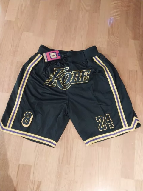 Retro Basketball LA Laker Kobe Style Shorts Black Size L