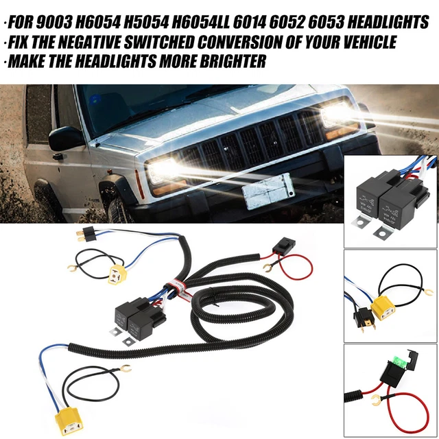 H4 TWO HEADLIGHTS Brighter Negative Switched Conversion Relay Wiring