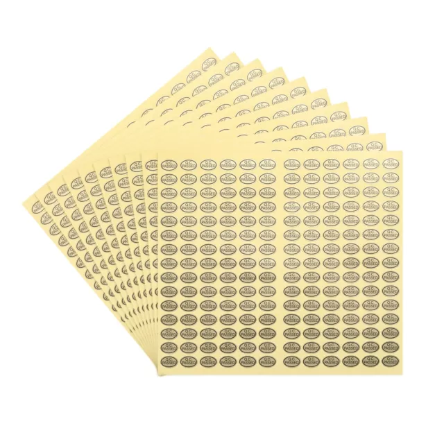 QC Passed Stickers Oval Shape Adhesive Labels 9 x 13mm Pack of 10,Gold