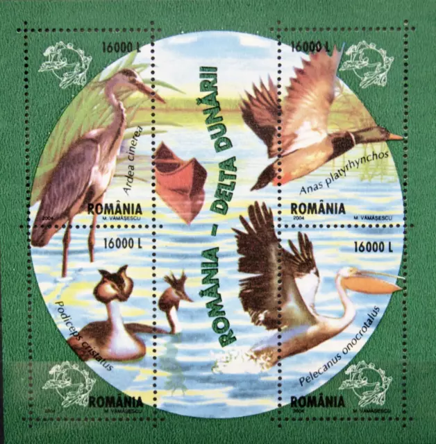 ROMANIA 2004 Block 335 Danube Delta Water Birds Birds Water Birds MNH