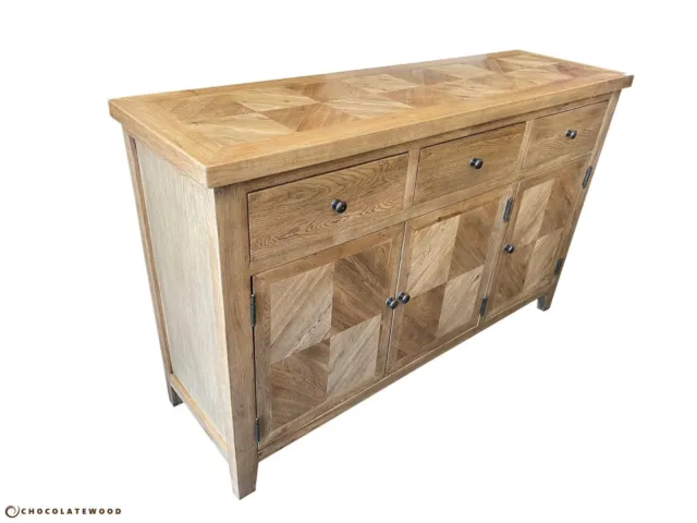 Dutchy French Provincial Buffet Sideboard Oak Wood Parquetry Pattern 140 Cms