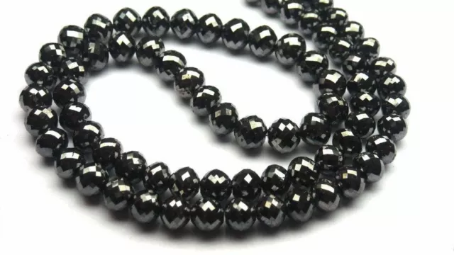 100 Cts Sparkling Shinning Micro Faceted Black Diamond Beads Necklace 5 mm 18" !