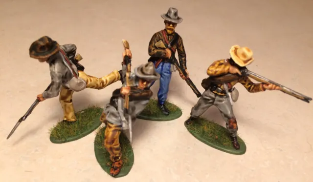ACW - CONFEDERATE REBEL INFANTRY SOLDIERS : 4 PAINTED FIGURES (54mm 1/32) CTA16