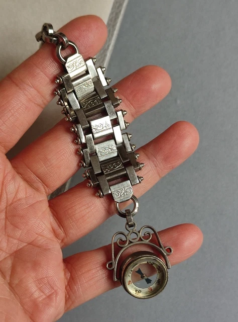 Chaîne De Gilet (chatelaine) Ancienne En Métal Argenté Pour Montre De Poche - Occasion