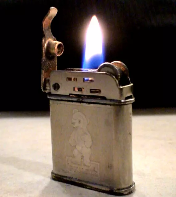 Briquet ancien METEOR Tempête PUB Philbee Vintage Lighter Feuerzeug Accendino