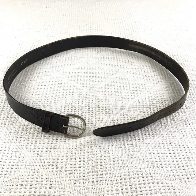 COWHIDE BELT TOREL Top Grain Dark Brown Silver Buckle Made in