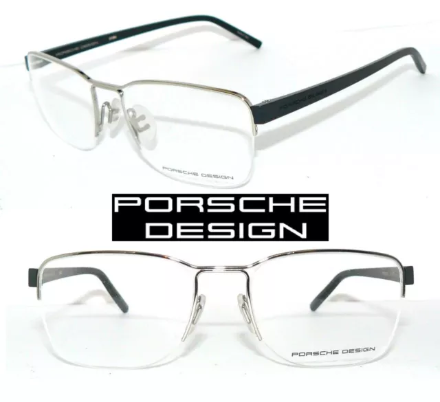 Porsche Design Occhiali P 8357 B Argento Nero Semimarchio Uomo 8359 Telaio Nuovi