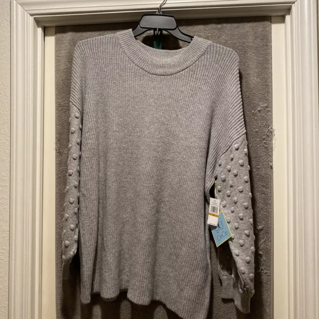 CeCe 3D Polka Dot Sweater Women's Ribbed Bobble Puff Long Sleeve 3X NWT - $59