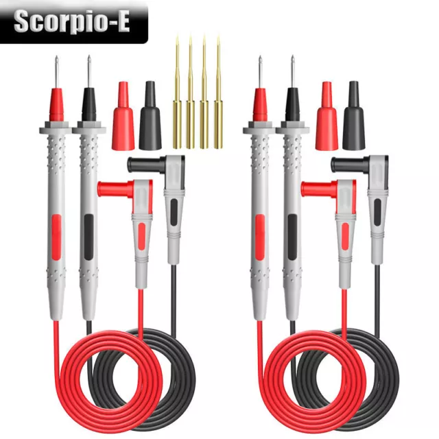 Multimeter Silicone Test Leads Kit with Gold-Plated Precision Sharp Test Probes