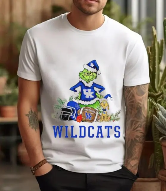 Kentucky Wildcats Grinch and Dog Funny Christmas Shirt White T-shirt S-5XL